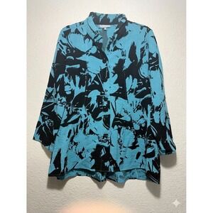 Habitat M Womens Boho Art Abstract Blouse Top Designer Luxury